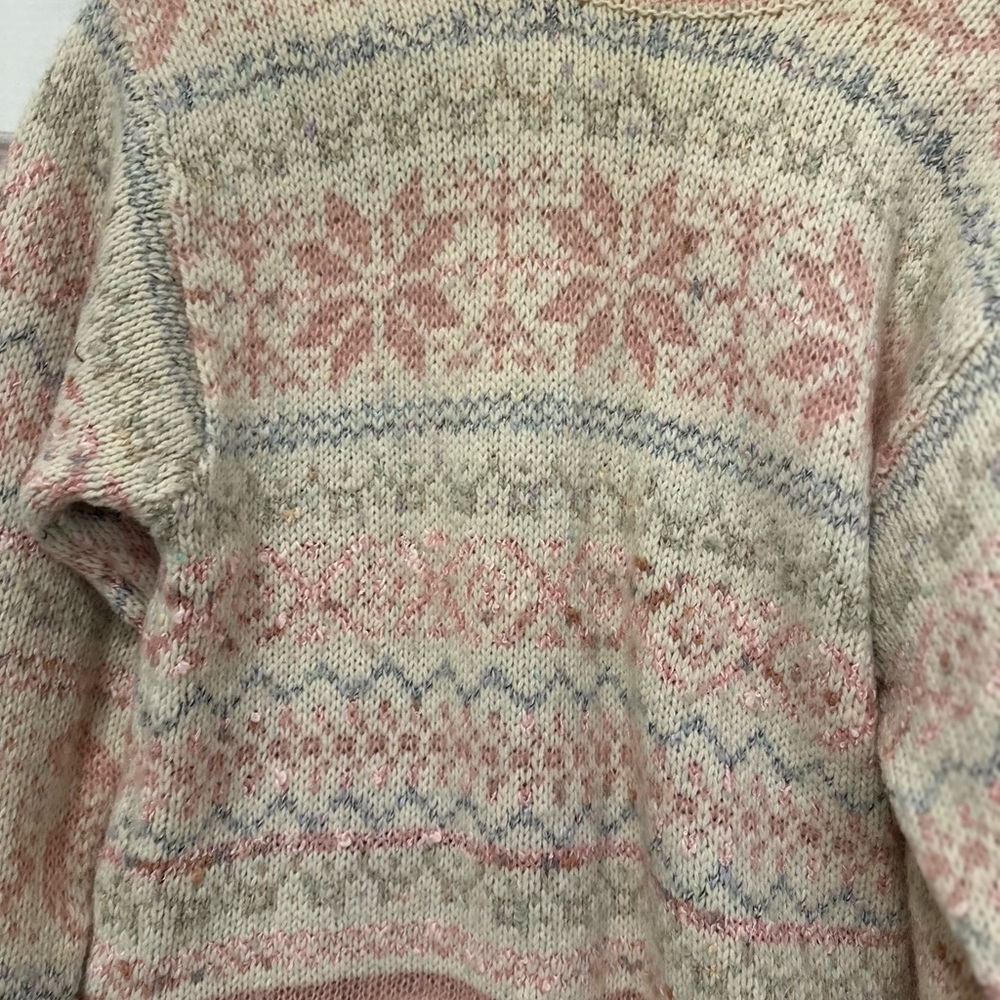 Frenchi Pink and Cream Patterned Sweater